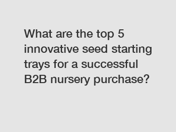 What are the top 5 innovative seed starting trays for a successful B2B nursery purchase?
