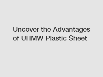 Uncover the Advantages of UHMW Plastic Sheet