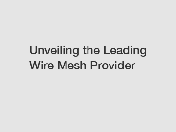 Unveiling the Leading Wire Mesh Provider