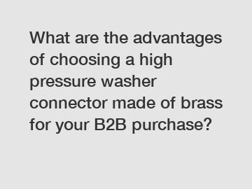 What are the advantages of choosing a high pressure washer connector made of brass for your B2B purchase?