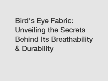 Bird's Eye Fabric: Unveiling the Secrets Behind Its Breathability & Durability