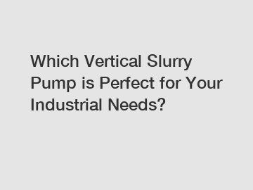 Which Vertical Slurry Pump is Perfect for Your Industrial Needs?