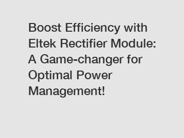 Boost Efficiency with Eltek Rectifier Module: A Game-changer for ...