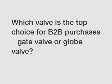 Which valve is the top choice for B2B purchases – gate valve or globe valve?