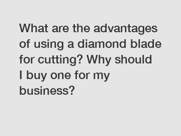 What are the advantages of using a diamond blade for cutting? Why should I buy one for my business?