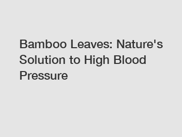 Bamboo Leaves: Nature's Solution to High Blood Pressure