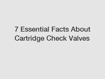 7 Essential Facts About Cartridge Check Valves