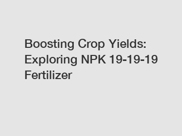 Boosting Crop Yields: Exploring NPK 19-19-19 Fertilizer