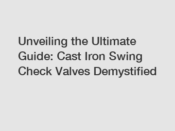 Unveiling the Ultimate Guide: Cast Iron Swing Check Valves Demystified