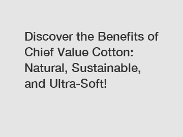 Discover the Benefits of Chief Value Cotton: Natural, Sustainable, and Ultra-Soft!