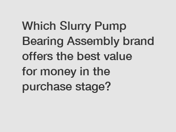 Which Slurry Pump Bearing Assembly brand offers the best value for money in the purchase stage?