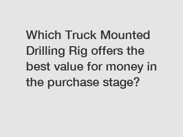 Which Truck Mounted Drilling Rig offers the best value for money in the purchase stage?