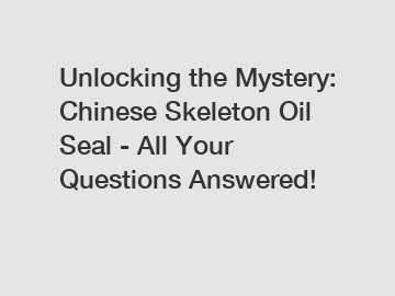 Unlocking the Mystery: Chinese Skeleton Oil Seal - All Your Questions Answered!