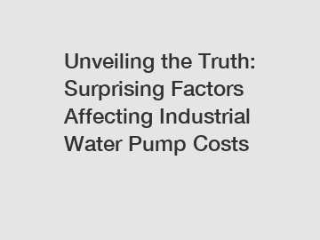 Unveiling the Truth: Surprising Factors Affecting Industrial Water Pump Costs