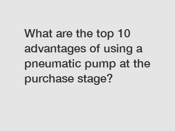 What are the top 10 advantages of using a pneumatic pump at the purchase stage?