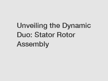 Unveiling the Dynamic Duo: Stator Rotor Assembly