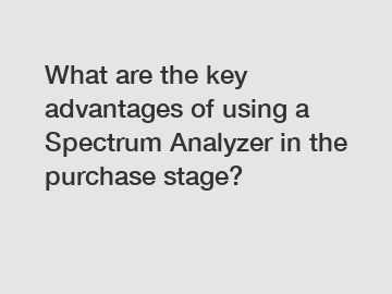 What are the key advantages of using a Spectrum Analyzer in the purchase stage?