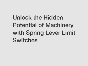 Unlock the Hidden Potential of Machinery with Spring Lever Limit Switches