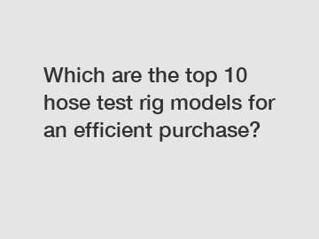 Which are the top 10 hose test rig models for an efficient purchase?