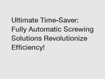 Ultimate Time-Saver: Fully Automatic Screwing Solutions Revolutionize Efficiency!