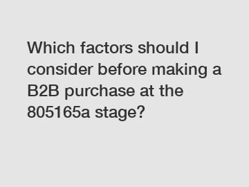 Which factors should I consider before making a B2B purchase at the 805165a stage?