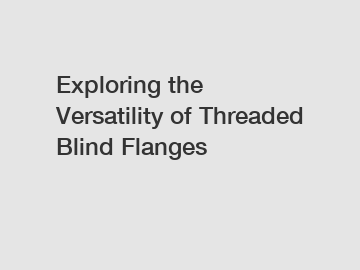 Exploring the Versatility of Threaded Blind Flanges