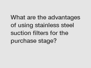 What are the advantages of using stainless steel suction filters for the purchase stage?