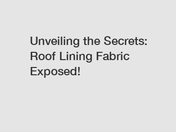 Unveiling the Secrets: Roof Lining Fabric Exposed!