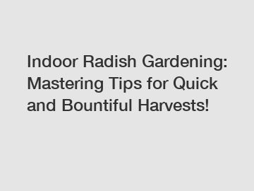 Indoor Radish Gardening: Mastering Tips for Quick and Bountiful Harvests!