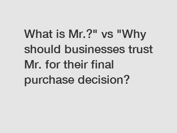 What is Mr.?" vs "Why should businesses trust Mr. for their final purchase decision?