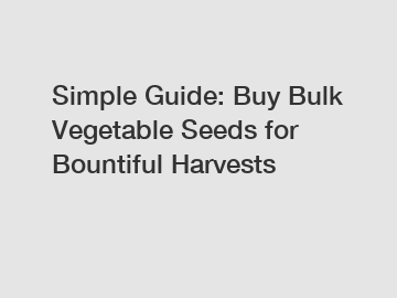 Simple Guide: Buy Bulk Vegetable Seeds for Bountiful Harvests