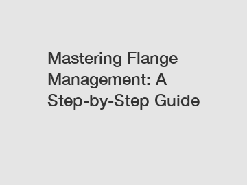 Mastering Flange Management: A Step-by-Step Guide