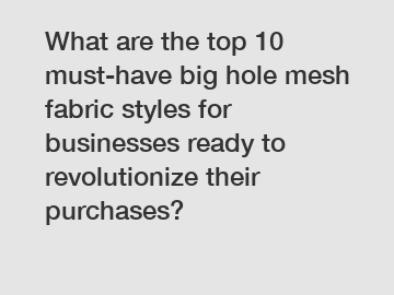 What are the top 10 must-have big hole mesh fabric styles for businesses ready to revolutionize their purchases?