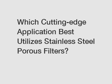 Which Cutting-edge Application Best Utilizes Stainless Steel Porous Filters?