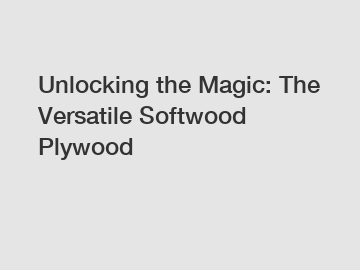 Unlocking the Magic: The Versatile Softwood Plywood