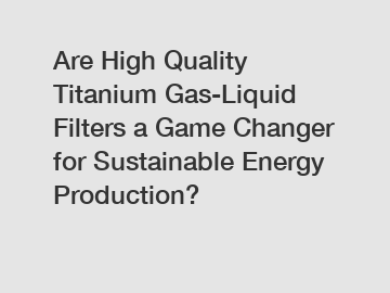 Are High Quality Titanium Gas-Liquid Filters a Game Changer for Sustainable Energy Production?