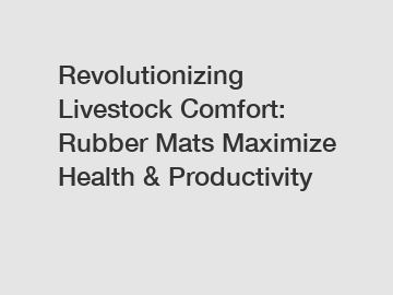 Revolutionizing Livestock Comfort: Rubber Mats Maximize Health & Productivity