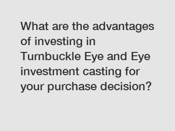 What are the advantages of investing in Turnbuckle Eye and Eye investment casting for your purchase decision?