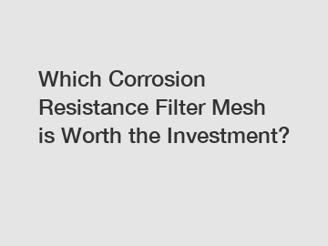 Which Corrosion Resistance Filter Mesh is Worth the Investment?