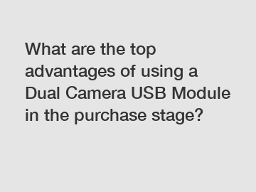 What are the top advantages of using a Dual Camera USB Module in the purchase stage?