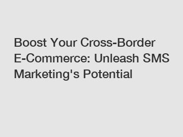 Boost Your Cross-Border E-Commerce: Unleash SMS Marketing's Potential