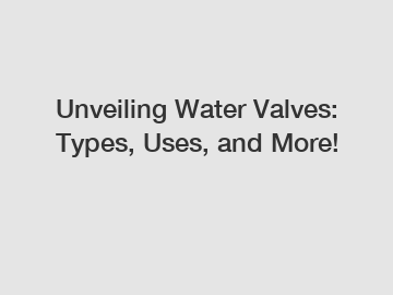 Unveiling Water Valves: Types, Uses, and More!