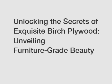 Unlocking the Secrets of Exquisite Birch Plywood: Unveiling Furniture-Grade Beauty