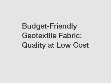 Budget-Friendly Geotextile Fabric: Quality at Low Cost