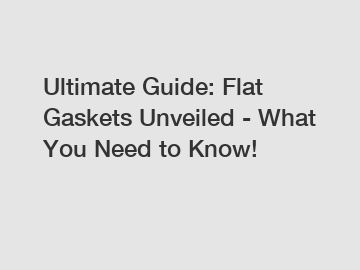 Ultimate Guide: Flat Gaskets Unveiled - What You Need to Know!