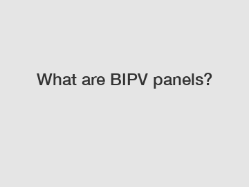 What are BIPV panels?