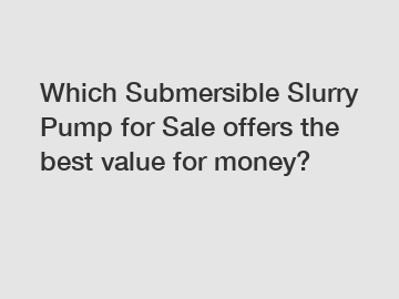 Which Submersible Slurry Pump for Sale offers the best value for money?