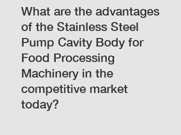 What are the advantages of the Stainless Steel Pump Cavity Body for Food Processing Machinery in the competitive market today?