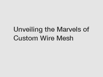 Unveiling the Marvels of Custom Wire Mesh