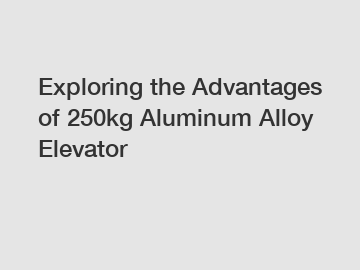 Exploring the Advantages of 250kg Aluminum Alloy Elevator